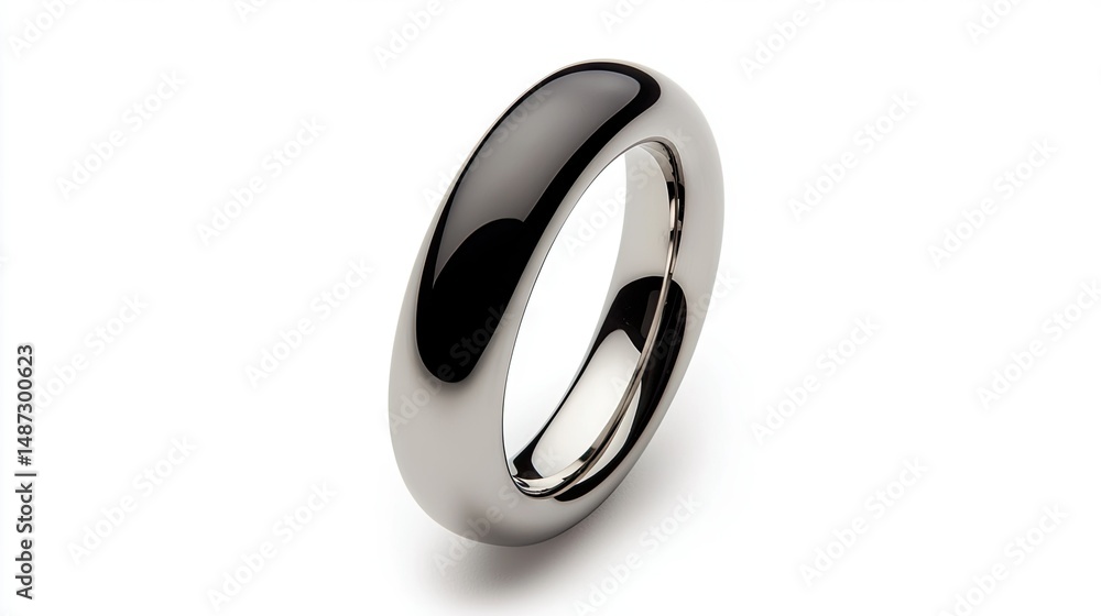 Poster a shiny metallic ring is displayed on a white background for viewing
