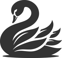 Wild bird black vector silhouette of a swan