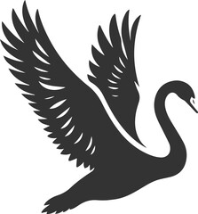 Fototapeta premium Wild bird black vector silhouette of a swan