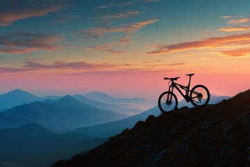 Obraz premium 015-043-175-u8969375333_Silhouette_of_a_bike_on_a_high_mountain_ridge._--_88a38e6b-56c2-4cbc-a01c-49f35ad6af6d_2