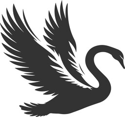 Fototapeta premium Wild bird black vector silhouette of a swan