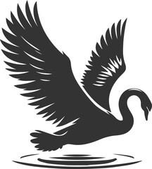 Wild bird black vector silhouette of a swan