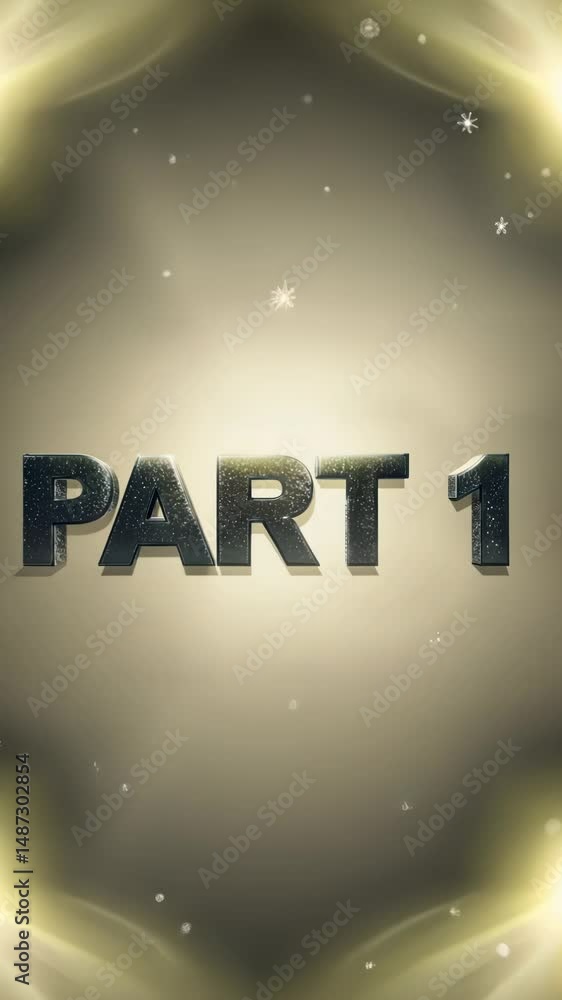 Poster part 1 is written in black letters on a beige background. the letters are outlined in gold. the lett