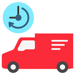 Dispatch Van flat color, mini illustration icon. use for modern concept, print, UI, UX kit, web and app development. Vector related to sales, logistic and ecommerce