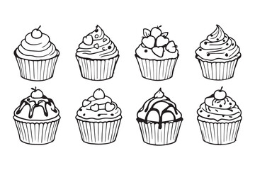 Cupcake line art 