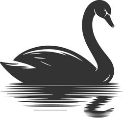 Wild bird black vector silhouette of a swan