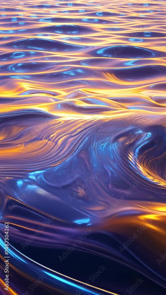 Poster a long, curvy wave of purple and yellow water. the wave is so long that it extends from the left sid