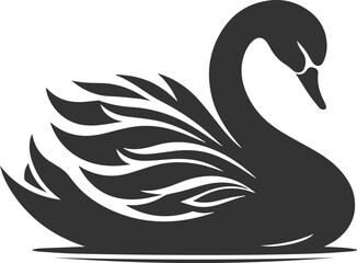 Obraz premium Wild bird black vector silhouette of a swan