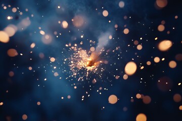 Fototapeta premium Glowing Sparklers Burst Against Dark Blue Background