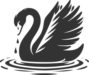 Obraz premium Wild bird black vector silhouette of a swan