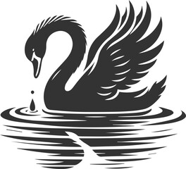 Wild bird black vector silhouette of a swan