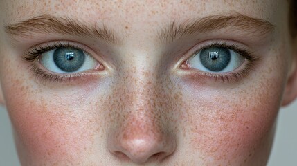 Fototapeta premium A close up portrait shows the eyes of a human face