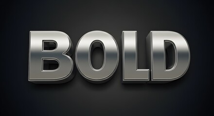 A Stunning Text Representation of the Word 'BOLD' in Metallic Style Against a Dark Background