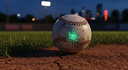 Glowing baseball night