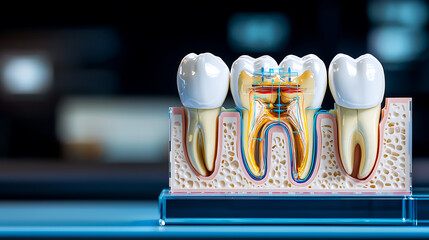 Dental health model display dental office educational content clinical environment close-up view anatomy insights
