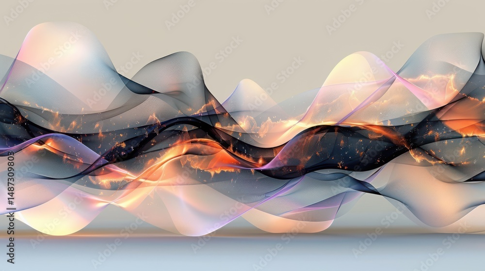Aufkleber abstract geometric gradient background with noise texture, sharp angles dividing warm beige and cool