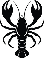 Lobster Silhouette Vector Illustration On White Background