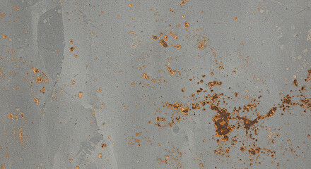 A close up of a gray surface with rust spots and some cracks throughout the entire background area