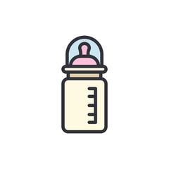 Isolated Cute Baby Bottle Illustration With Volume Scale Measurement