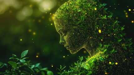 Nature's ethereal feminine form, illuminated by bioluminescence.