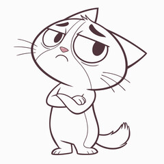 Cartoon cat with arms crossed illustration. Adobe Illustrator Artwork