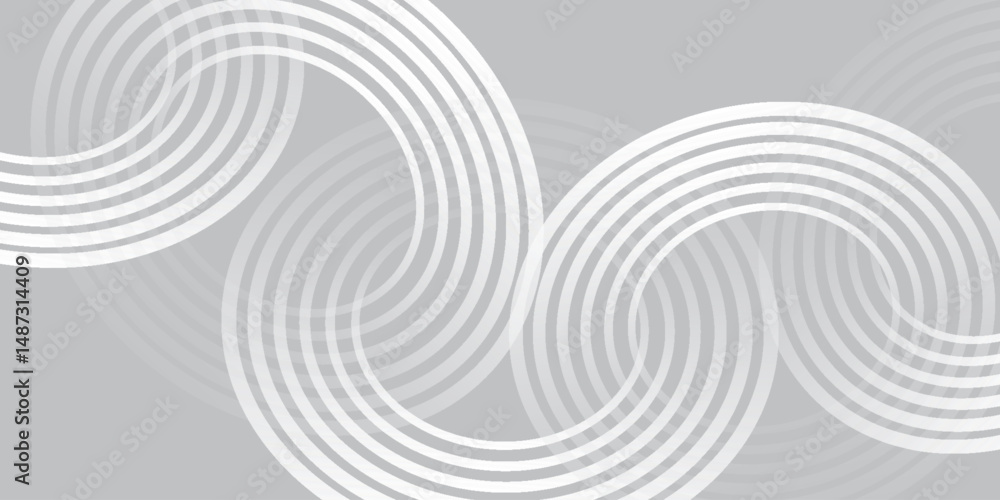 Poster abstract white glowing geometric lines on gray background. modern shiny blue circle lines pattern. f