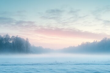 Misty dawns frosted meadow embraces tranquil stillness