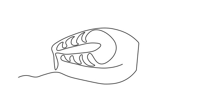 Abstract piece of fish, salmon steak,pink salmon,trout, Self drawing animation one continuous line draw, logo