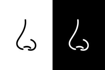 Human Nose Outline Vector Bold Silhouette on White Canvas.