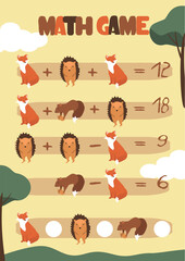 vector illustration in flat style. math game for kids