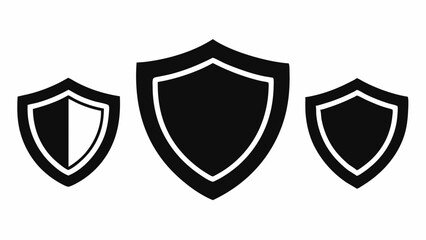 Shield icon set in vintage style. Protect shield security icons. Shield badge quality symbol. Collection of security shield icon