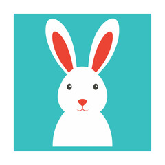 Adorable cartoon rabbit illustration against a teal background perfect for easter designs and themes