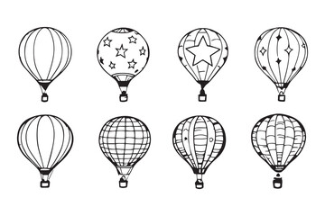 Naklejka premium Hot Air Balloon line art 