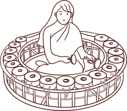 woman playing musical instrument, line art clip art preview
