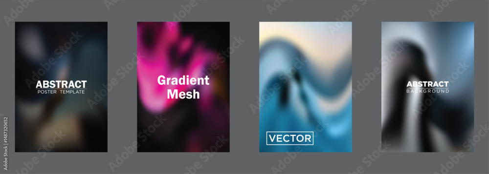 Poster abstract gradient mesh poster templates vector background designs