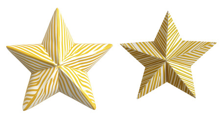 Obraz premium Three Dimensional Yellow Striped Star Shape Ideal For Decorative Purposes With Transparent Background
