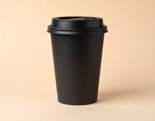 Black cup mockup on plain setup