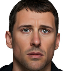 Obraz premium Confident Man with Serious Expression | Studio Portrait of Male Model with Expressive Eyes and Strong Jawline