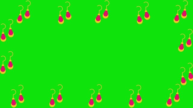 Fashion eyer jewellery icons icon animation rotating frame design on green screen.