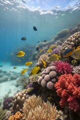 Fototapeta premium Tropical coral reef with colorful marine life