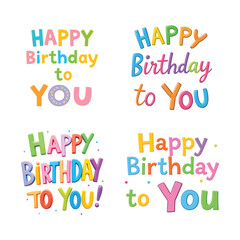 happy birthday text set