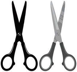 Vector Illustration Scissors Black Silhouette and Realistic