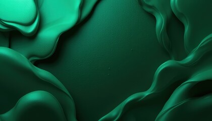 Abstract Emerald Green Fluid Forms with Textured Surface and Dar