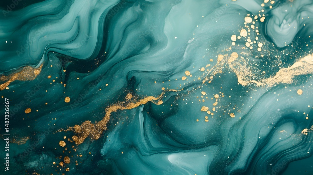 Poster soft jade green abstract fade with delicate golden bokeh and shimmer