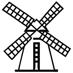  Wind Turbine Silhouette Outline
