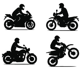 Fototapeta premium Different types of motor biker silhouettes 