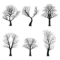 Obraz premium Stylized Curved Trunk Trees in Leafless Winter Design