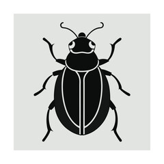 Simple black insect illustration depicting a beetle against a neutral gray background