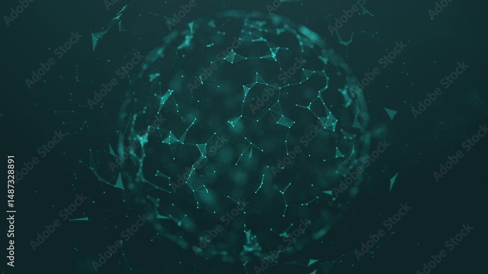 Poster digital network visualization with abstract geometric connections