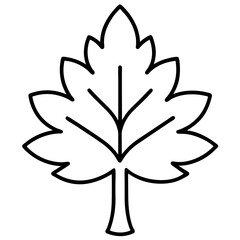 Maple Tree Line Art Icon – Simple Minimalist Vector on White Background